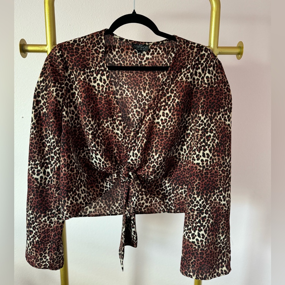 Top shop cropped animal print top